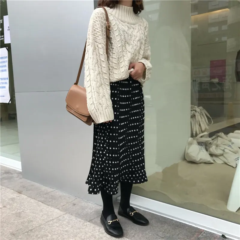 Женская юбка в горошек с высокой талией | одежда