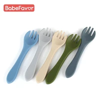baby fork soft silicone food grade dinnerset kids utensils cutlery children accessories for eating safety toddler feeding fork
