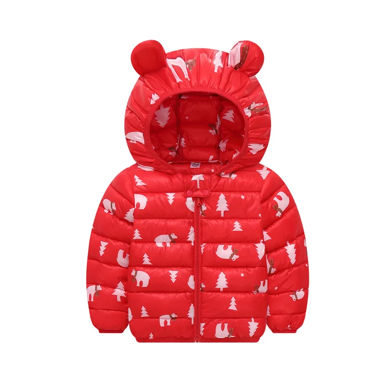 New autumn winter cartoon printed ear cap children's cotton clothes for boys and girls Ultra-light down jacket xmas clothing | Мать и