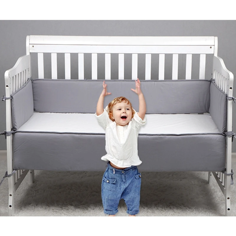 

4pcs/set Baby Bed Solid Color Cotton Crib Infant Bumper Strip Cradle Anti-collision Anti-drop Barrier for Children's Bed