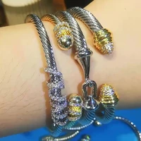 mix match original design stackable bangle for women bridal wedding cubic zircon open bangle dubai bracelet party jewelry