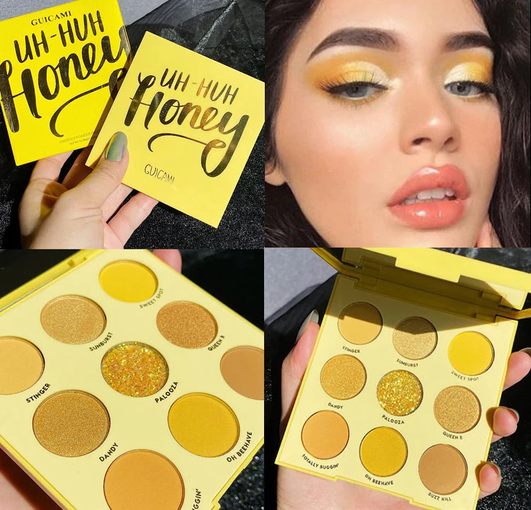 Палетка неоновых теней для век GUICAMI Шиммер блестящие пигментированные тени