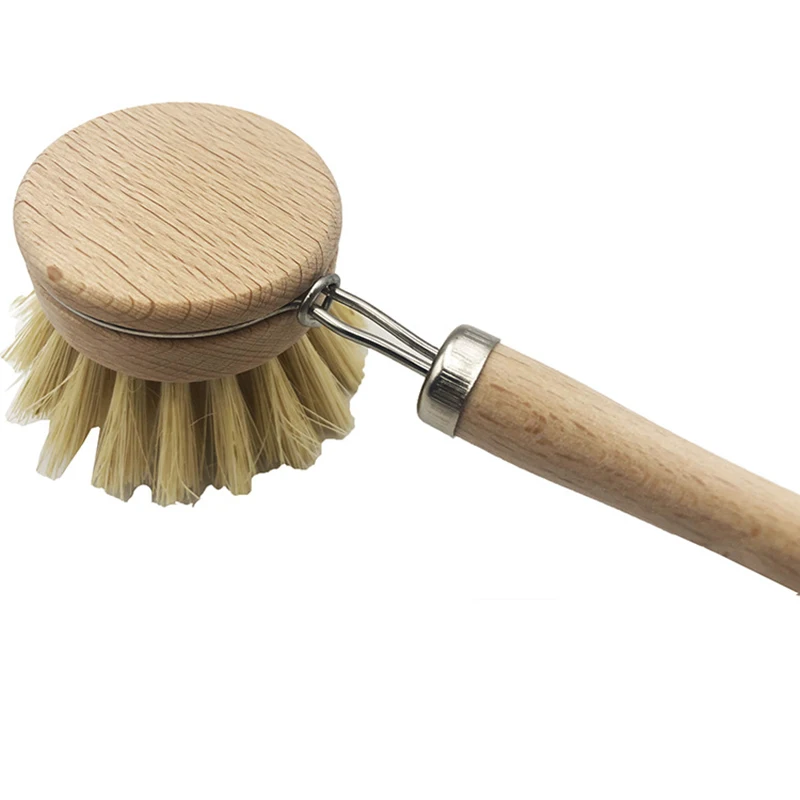 

Wooden Pan Pot Brush With Natural Beech Wood Long Handle For Washing Dishes Pots Pans Ktichen Tools Household Sisal Brush Plate