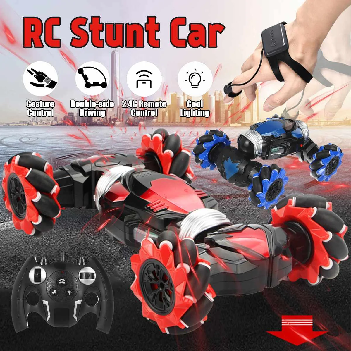 

Remote Control Stunt Car Gesture Induction Twisting Off-Road Vehicle Light Music Drift Dancing Side Driving RC Toy Gift for Kids