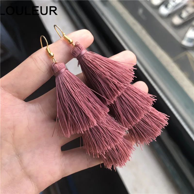LOULEUR 3 Слоистые богемные Роскошные массивные Серьги-кисточки Boho модные ювелирные изделия женские длинные висячие серьги