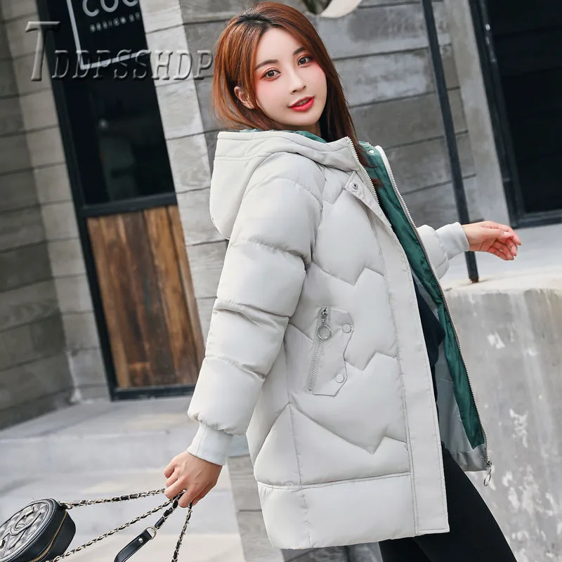 

2019 Korean Fashion Women Parkas Hoodie Winter Warm Female Coat