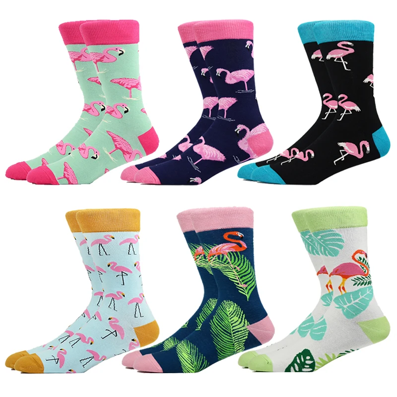 

Men Flamingo Socks Women Crew Novelty Skateboard Cartoon Kawaii Cotton Socks Happy Animal Winter Warm Funny Cute Colorful Socks