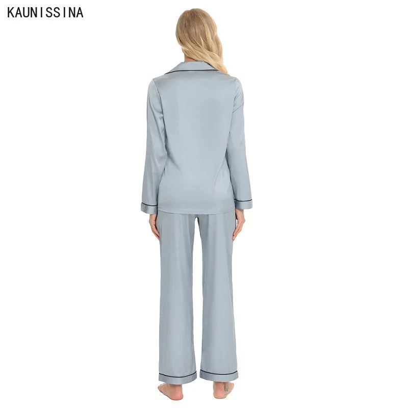 

Pajamas Women's Long Sleeve Sleepwear Soft Silk Pyjamas Set Female Sleep Two Piece Set Loungewear Home Pajama Suit Nightwear