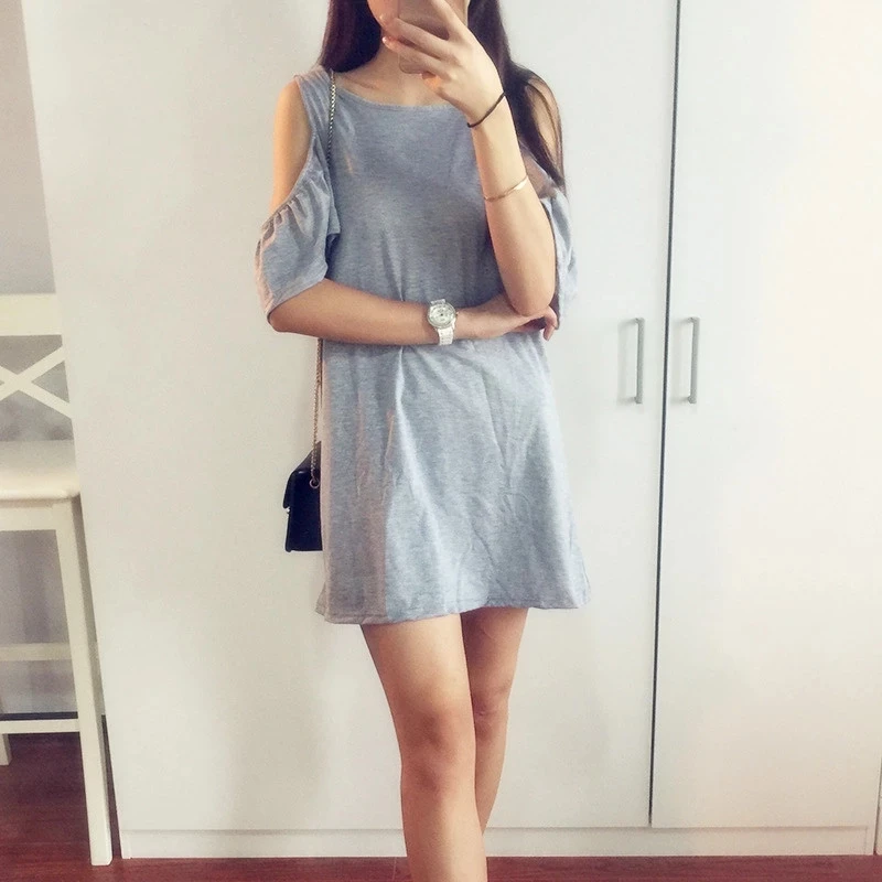 

Модные женские туфли с коротким рукавом Рубашка летнее платье с принтом из органической кожи; Короткие платья Женская свободная кофта с кру...