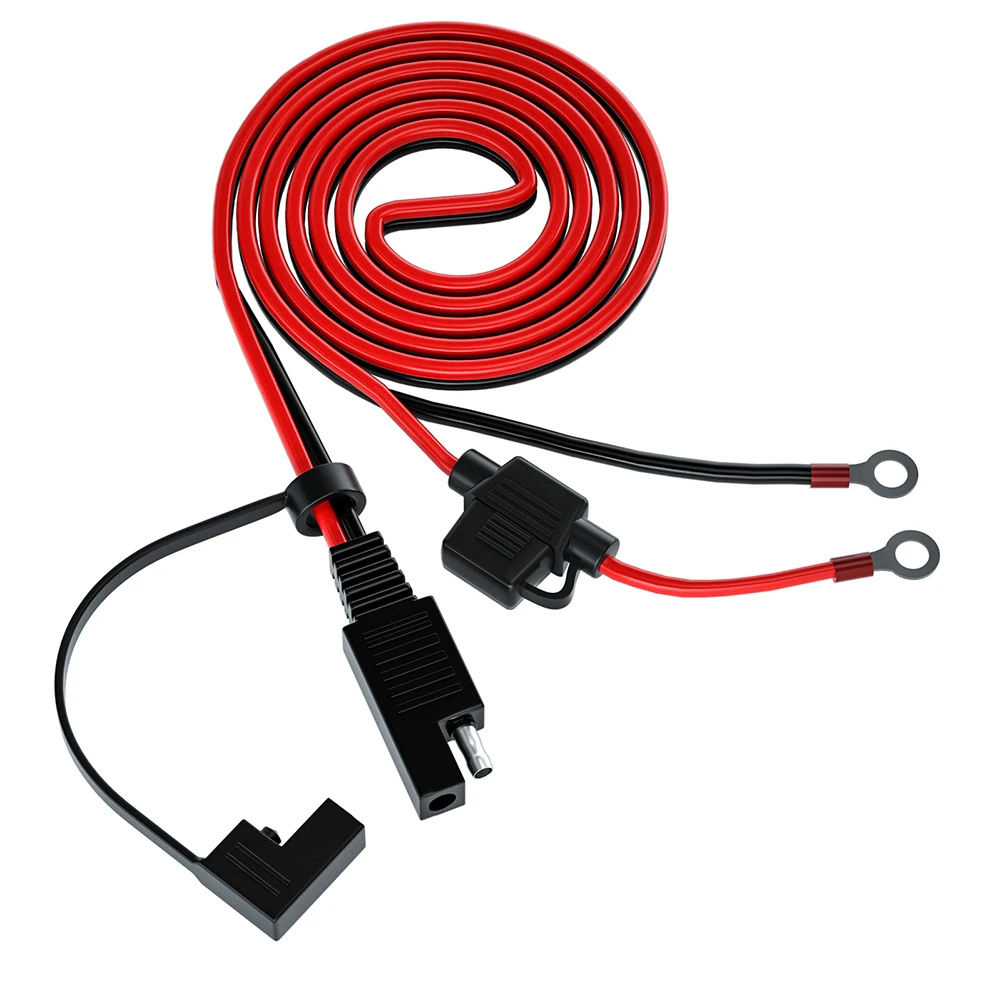 

SAE to O Ring Terminal Connector with 10A Protection Fuse Extension Cord 140cm Cable Connector for Battery Charger/Maintainer