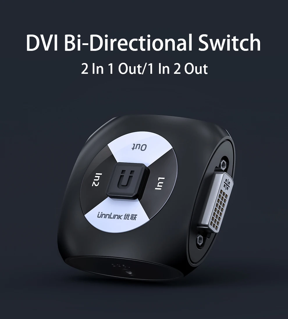 Разветвитель Unnlink переключатель DVI 4K 30 Гц D 24 + 1 двунаправленный 2x1/1x2 для