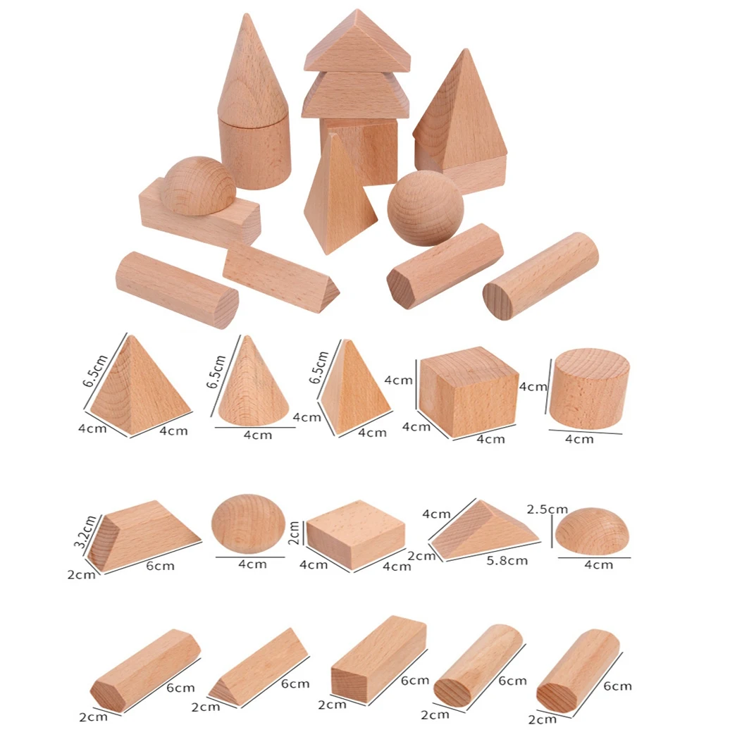 

15pc Beech Wooden Shapes for Crafts Diy Wood Decor Baby Toys Accessories Children's Room Educational Wooden Products