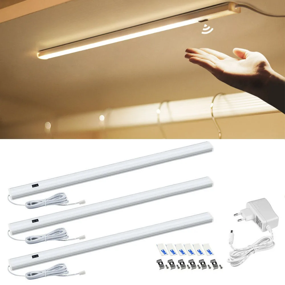 

Ручная развертка переключатель под Кабинет Светодиодный светильник движения Сенсор под гардероб ночника 30/40/50 см DC 12V Спальня шкаф Кухня св...