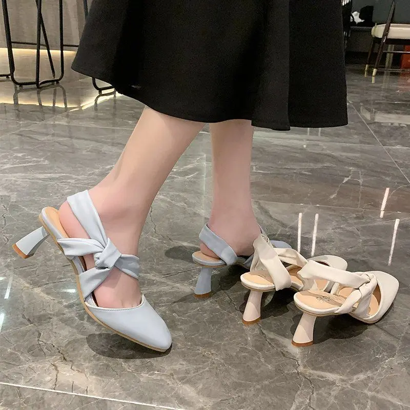 

French Single Shoes Women 2021 Spring and Summer New Style Square Head Middle Heel Temperament High Heels Fairy Style