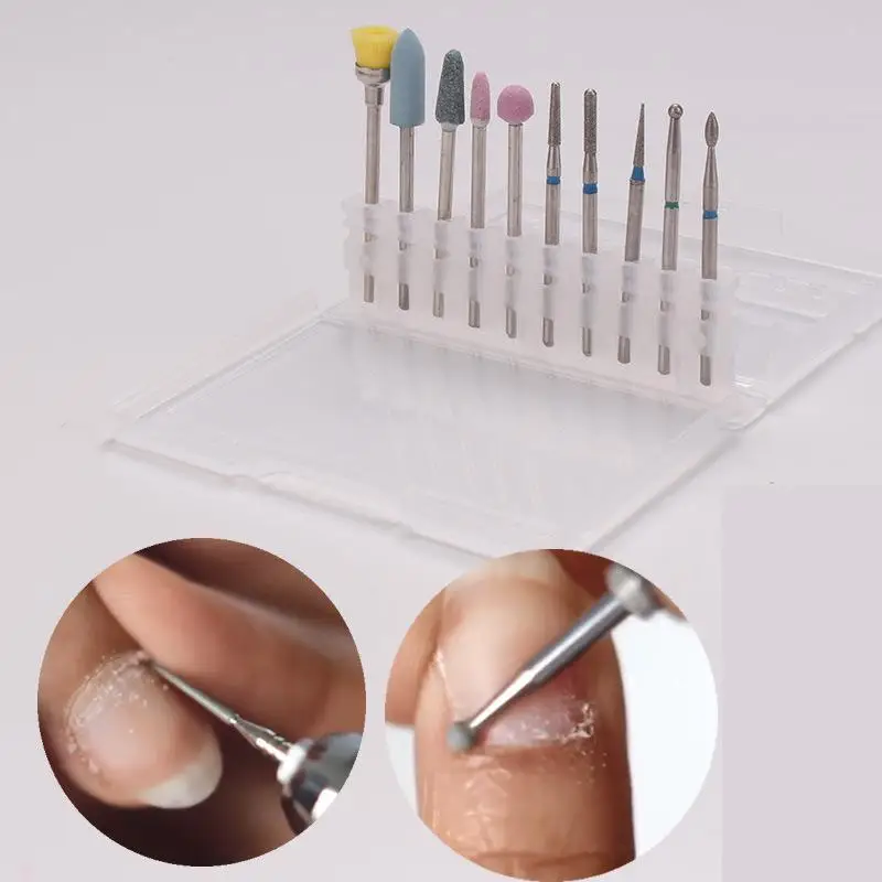 10 шт./компл. сверла для ногтей фрезы керамические алмазные шлифовальные насадки