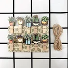 10 шт., деревянные мини-зажимы для бумаги в горшке