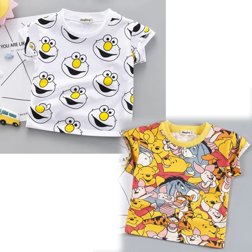 white yellow Футболка с короткими рукавами для маленьких мальчиков 7-5 лет, топ, одежда г. Футболка с рисунком детская одежда мягкое и модное платье Детский костюм - Цвет: white yellow