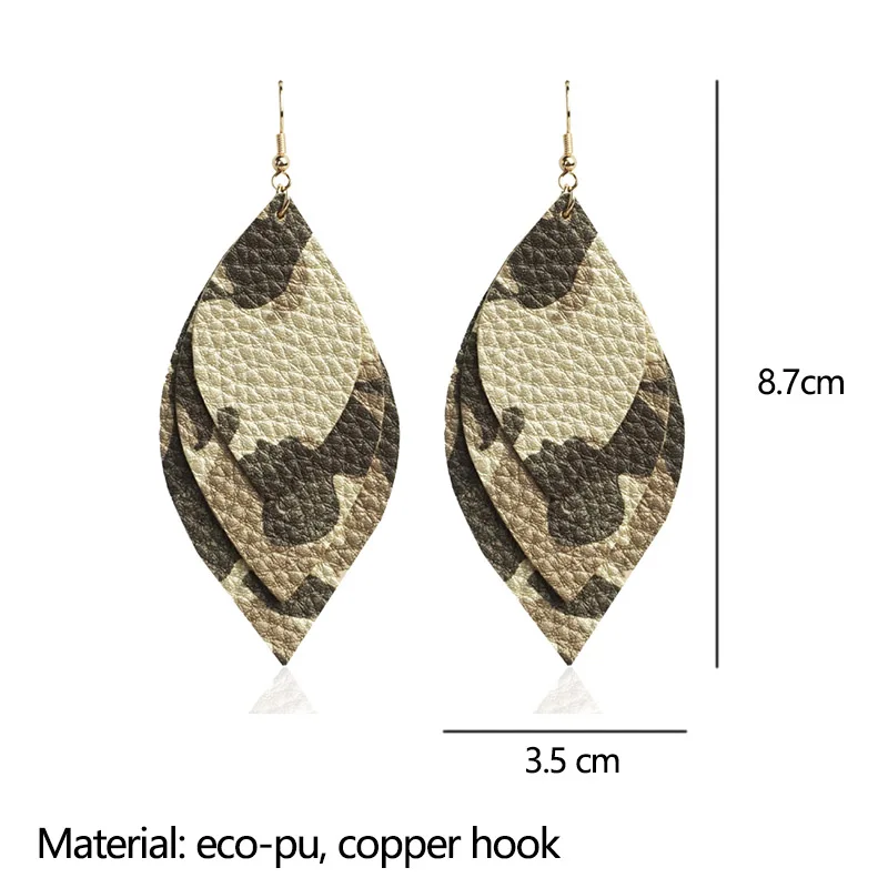 Cpop трехслойные Винтажные серьги из искусственной кожи для женщин новые