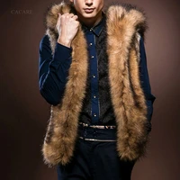 faux fur vest jacket men shaggy fake fur hooded coat male fashion england style jacket windbreaker f0430 s 3xl plus size
