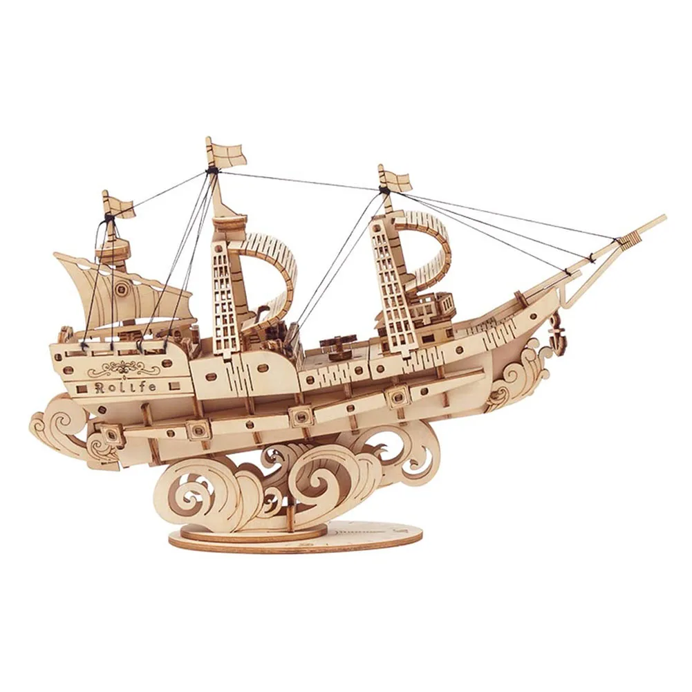 

3D Wood Puzzle Airship Model Jigsaw Toys DIY Handmade Childhood Gift Education Adult Puzzle Mechanical Toy