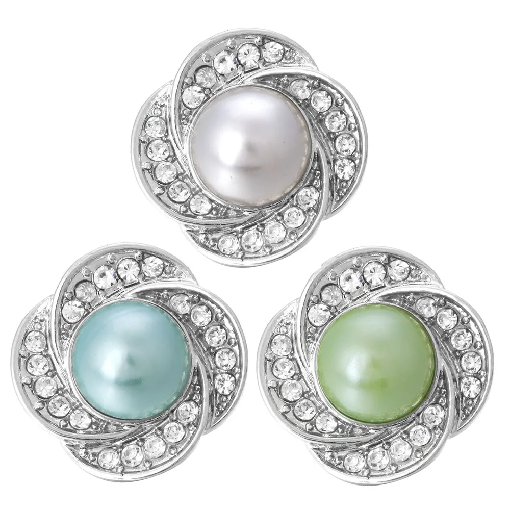 5 шт./лот Новинка 18 мм Стразы металлические кнопки ювелирные изделия жемчужный