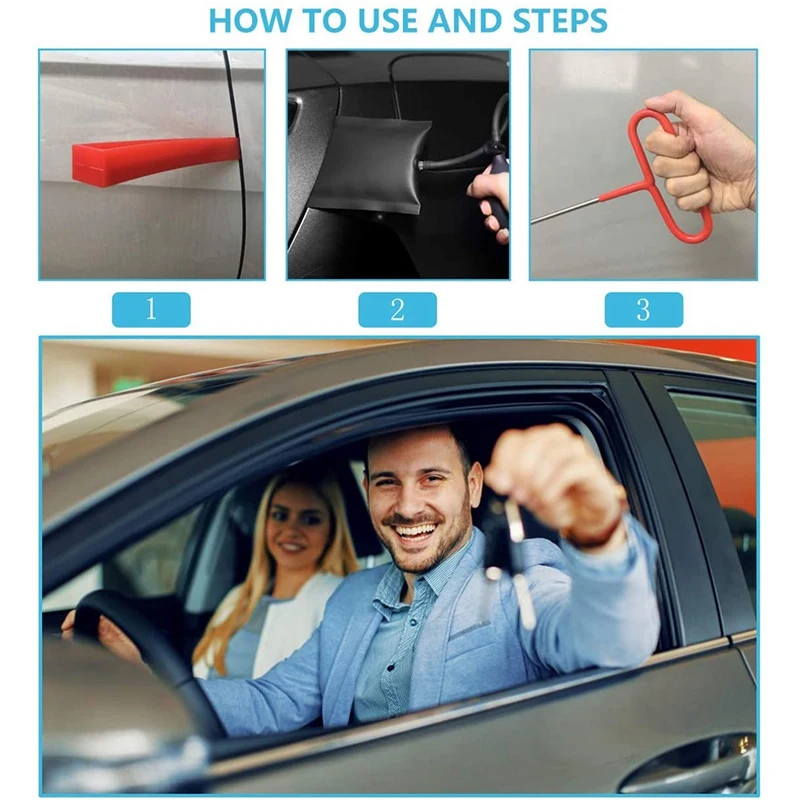 

Full Professional Car Tool Kit, with Long-Distance Clutch, with Air Bag Bag Pump, Non-Friction Wedge, Suitable for Car