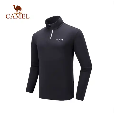 Официальная Мужская рубашка CAMEL с длинным рукавом, мужские осенние, модные, спортивные, быстросохнущие, с воротником-стойкой, топы для фитне...