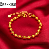 qeenkiss bt5151 fine jewelry wholesale fashion woman girl mother birthday wedding gift 24kt gold lucky 6mm beads chain bracelet