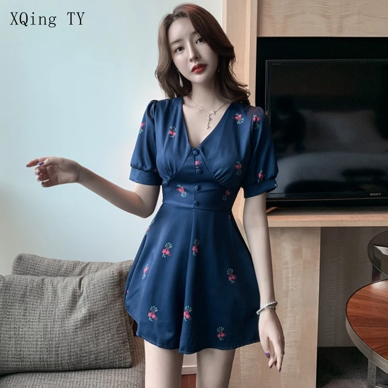 

Short Sleeve Wide Leg Jumpsuit Women Rompers Mini Jumpsuits Casual Elegant High Waist Playsuits Floral Print Short Pants Romper
