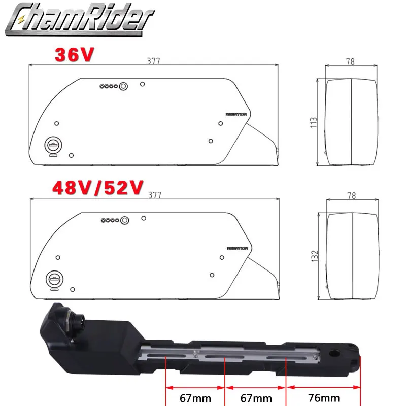 Оригинальный аккумулятор для электровелосипеда 48 В 36 Tigershark Downtube 18650 ячеек 20 Ач 30 А