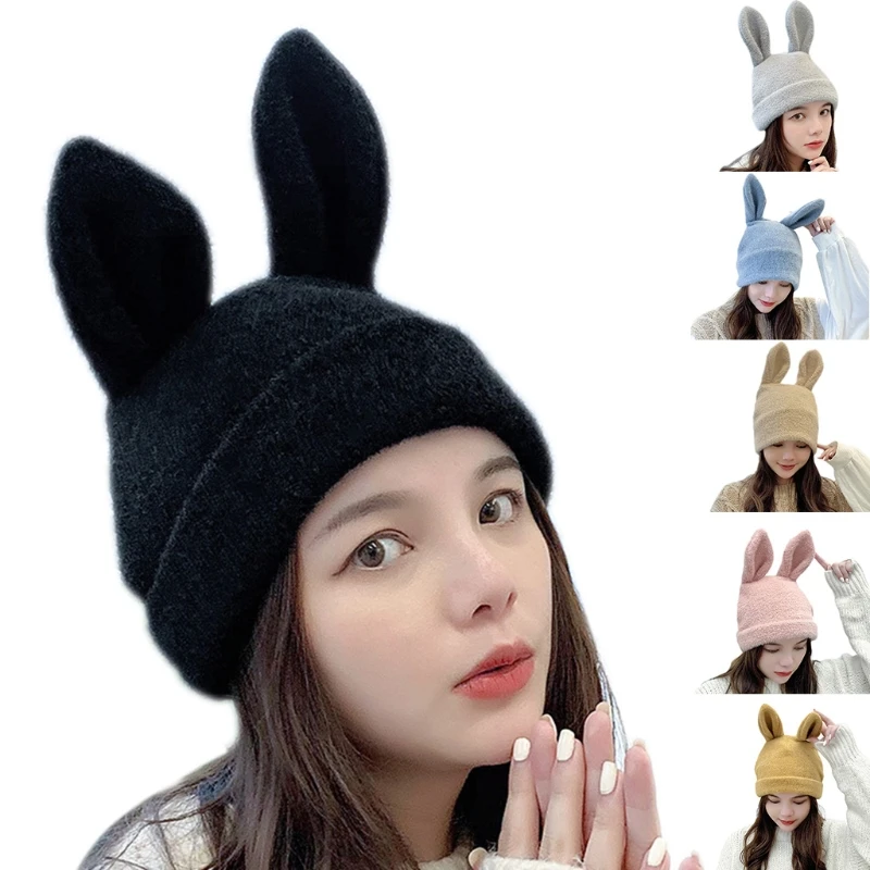 

Women Winter Knit Beanie Hat Cute Rabbit Bunny Ears Skull Cap Party Ear Warmer 6XDA