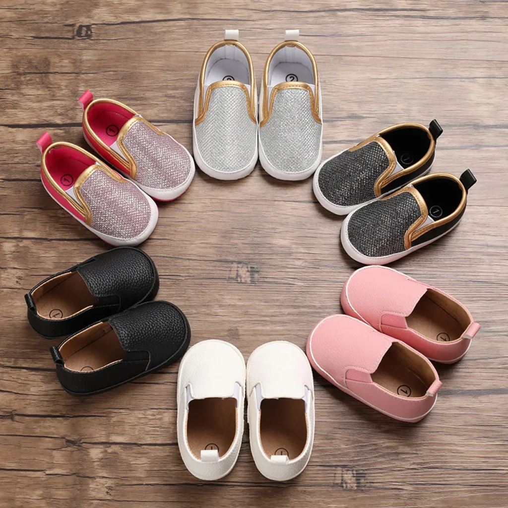 

New Baby girl leather shoes baby toddler shoes soft bottom breathable baby solid color sequins casual shoes 40*