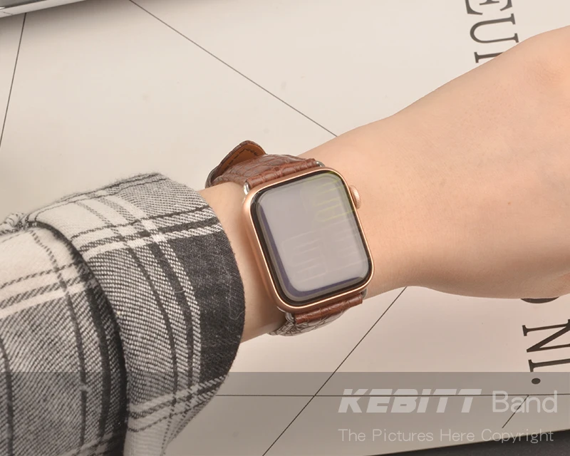 Высококачественный ремешок из натуральной кожи аллигатора для Apple Watch 5, 4, 3, 2, 1, 44 мм, 40 мм, iWatch, ремешок 42 мм, 38 мм, браслет с бабочкой и пряжкой