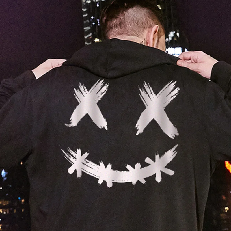 

Уличная одежда 2021, толстовки, зимний теплый свитшот, Мужской пуловер, худи в стиле хип-хоп, флисовые толстовки с улыбающимся принтом, спортив...