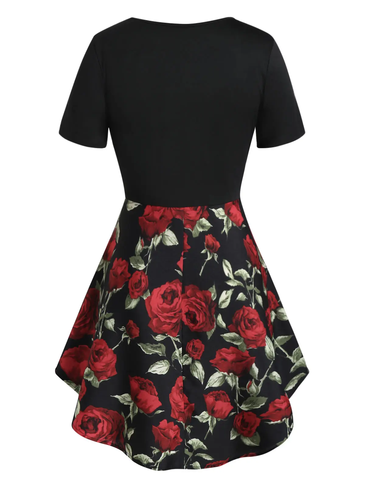 ROSEGAL размера плюс Cinched Rose Print Туника Футболка Милая шея короткий рукав Цветочный