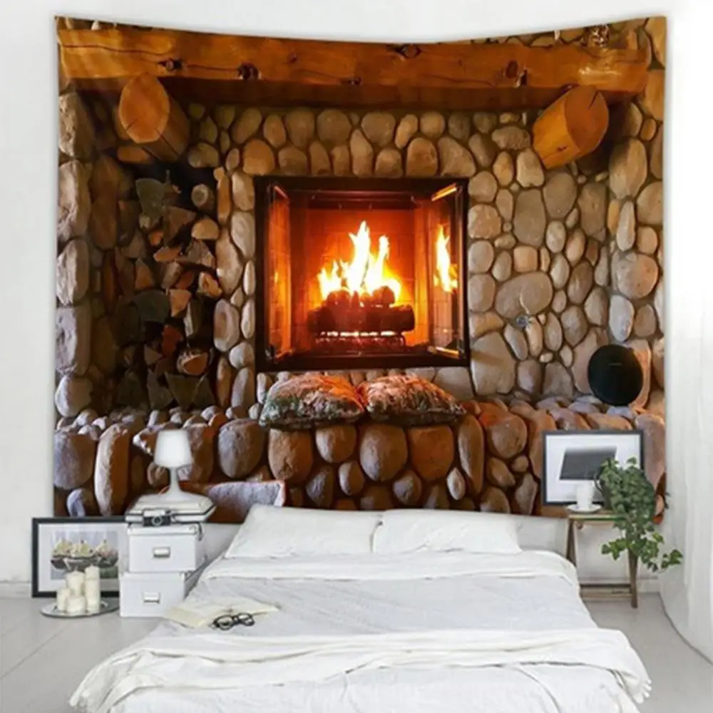 

Fireplace Pattern Wall Tapestry Black Hole Tapestry Creative Fashion 2Size Throw Rug Blanket Table Cloth Beach Towel