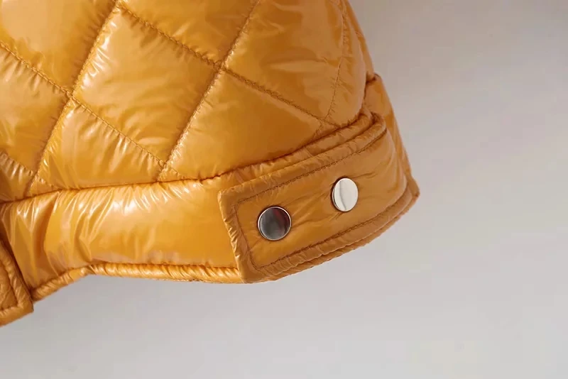 winter coat women thick yellow satin parka femme Vintage long sleeve warm jacket casual | Женская одежда