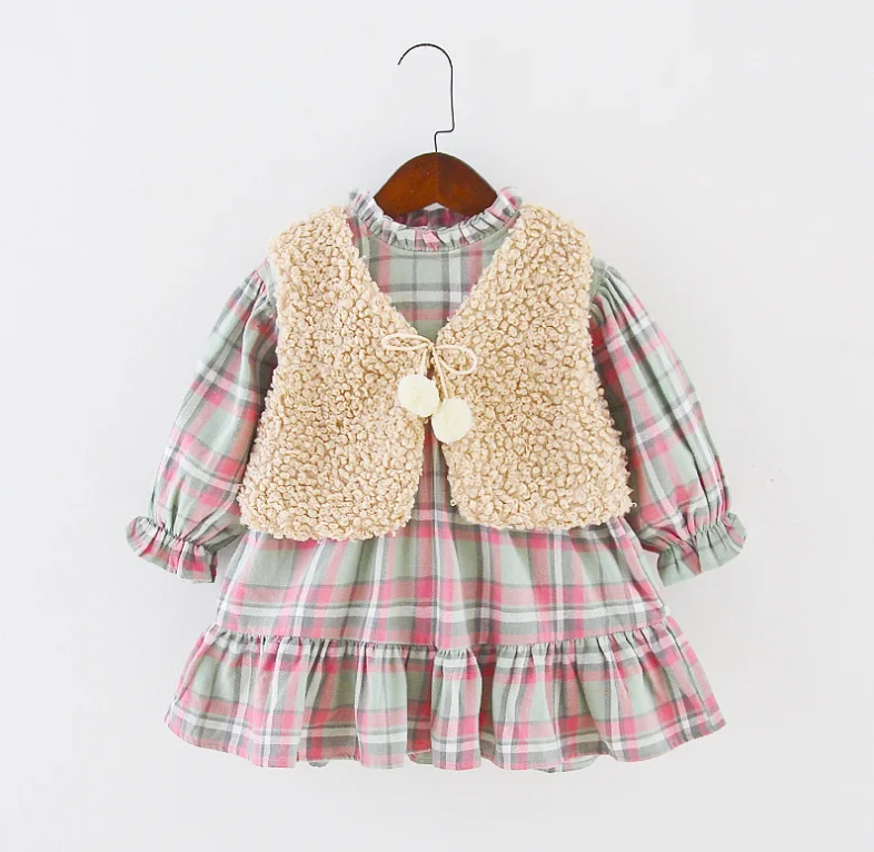 Платье для маленьких девочек осень и зима бархатное платье с длинным рукавом