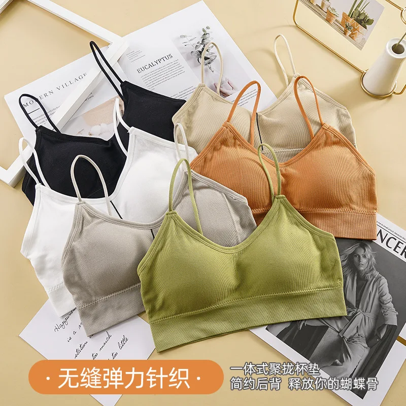 

Bralette Fitness Lace Thin Shoulder Strap Underwear Women Anti-light Shockproof Push Up Full Cup Cross Back Bra Lingerie 2021