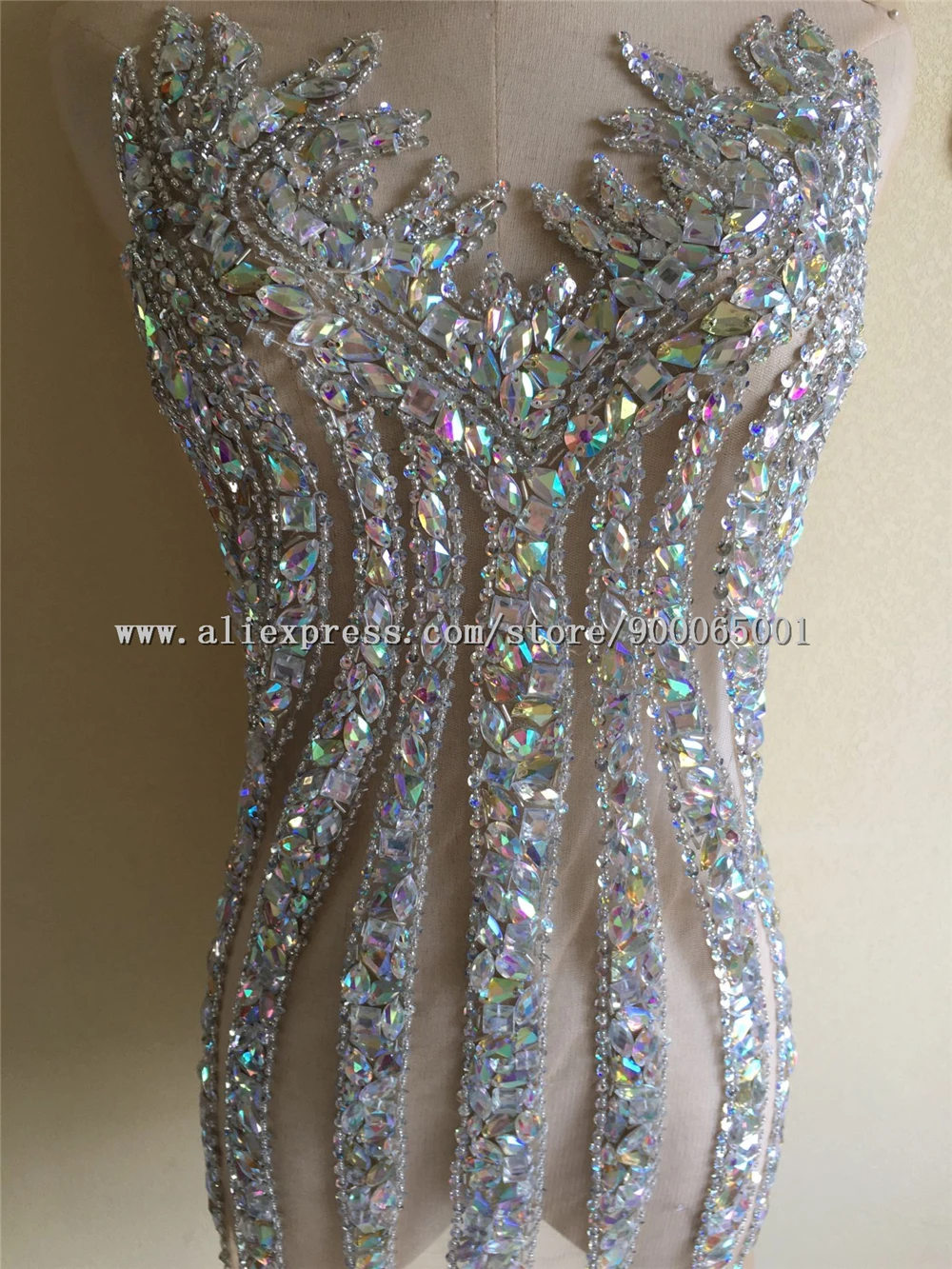 Стеклянные нашивки Sparkel AB с блестками для шитья аппликация из тяжелых бусин