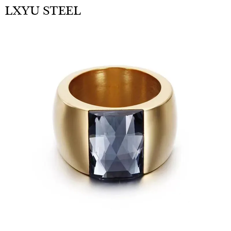Женское кольцо из нержавеющей стали с австрийским кристаллом белое синее черное
