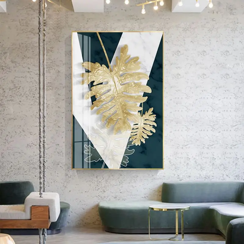Wall Art Nordic Plants Gold leaf Canvas Painting Abstract Marble Posters and Print Pop Picture for Living Room Kitchen Decor | Дом и сад
