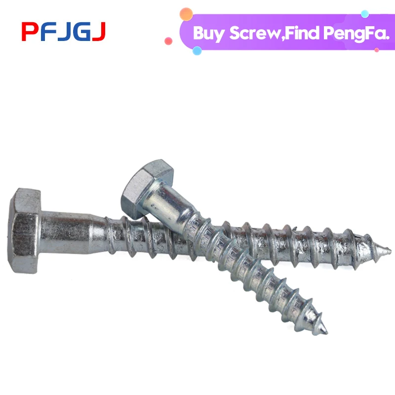 Peng Fa M6 M12 Железный оцинкованный внешний шестигранный винт для нарезания