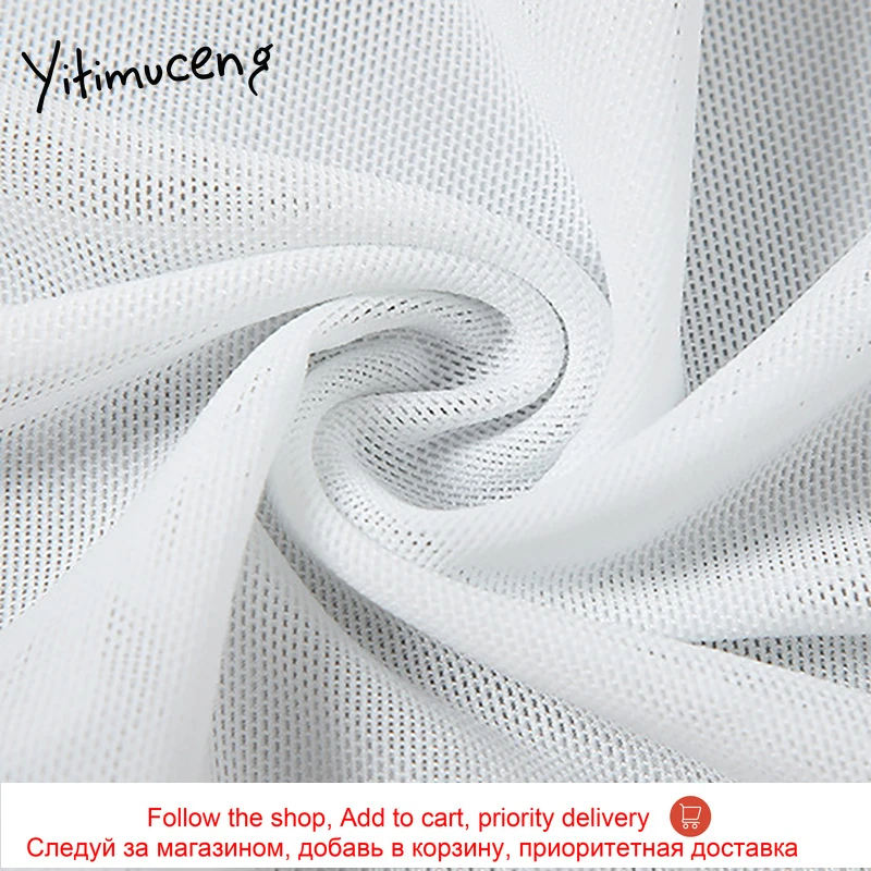 

Yitimuceng See Through Shirt Contrast Color Patchwork Woman Tshirts Sexy Tops 2021 Spring Fashion Long Sleeve O-Neck Pullover