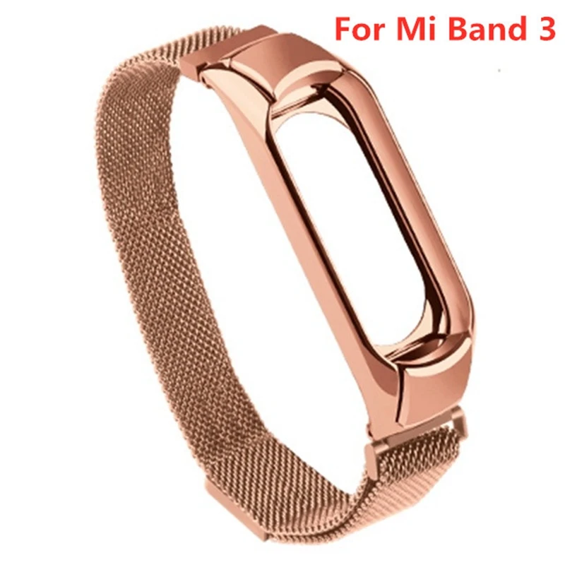 rose gold magnetic 3 Xiaomi mi ремешок 3/4 кожаный ремешок для Xiaomi mi 3 сменный Браслет Безвинтовые ремешки металлический ремешок для mi band 4 аксессуары - Цвет: rose gold magnetic 3
