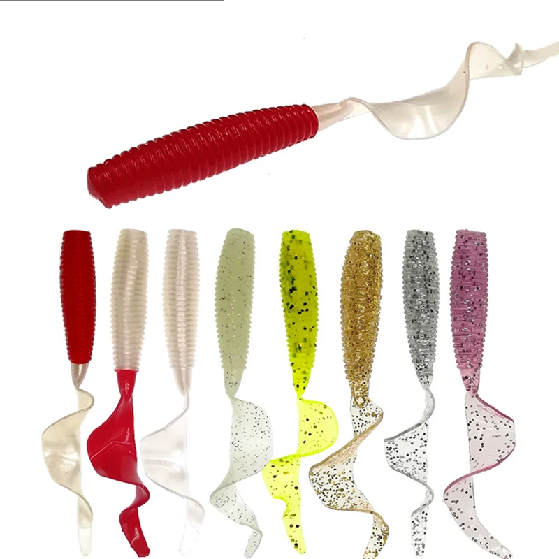 10 шт./лот кудрявые длинные хвосты рыболовные приманки черви Мягкая приманка 85 мм 5