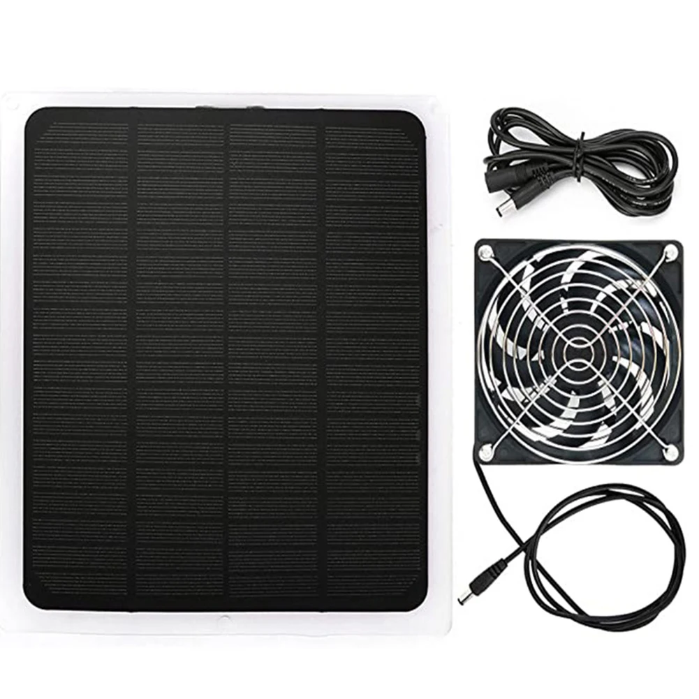 

Multifunction 20W Solar Panel Powered Fan Mini Ventilator Solar Exhaust Fan for Dog Chicken House Greenhouse RV Car Fan Chargers