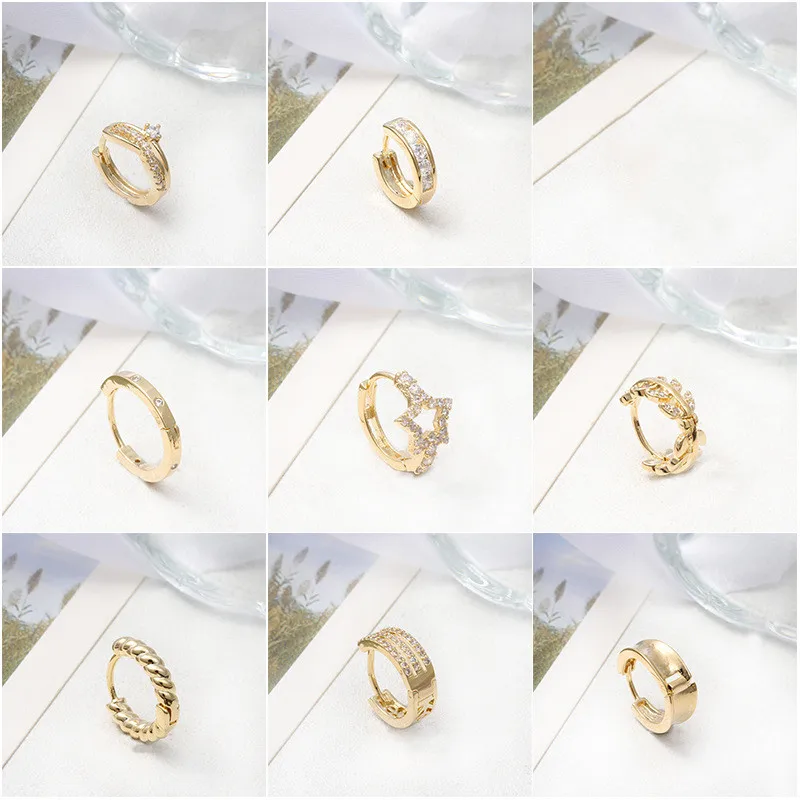 

2021 Simple Circle Rhinestone Small Hoop Earrings For Women Geometric Round Piercing Stud Earrings Party Jewelry
