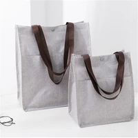 shopping tote check plaid female flax canvas shopping bags shoulder bags durable women student cotton linen single shoulder bag