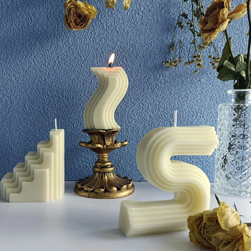 

Geometry Candle Mould Wave S Shape Soy Candles Silicone Molds 3d Irregular Soaps Making Supplies Silicone Molds for DIY Handmade